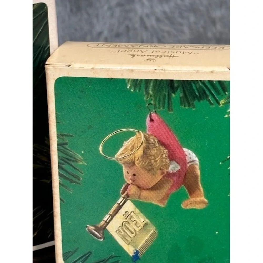Vintage Hallmark Keepsake Ornament Lot 3 1980s Rainbow Musical Angels Cherubs